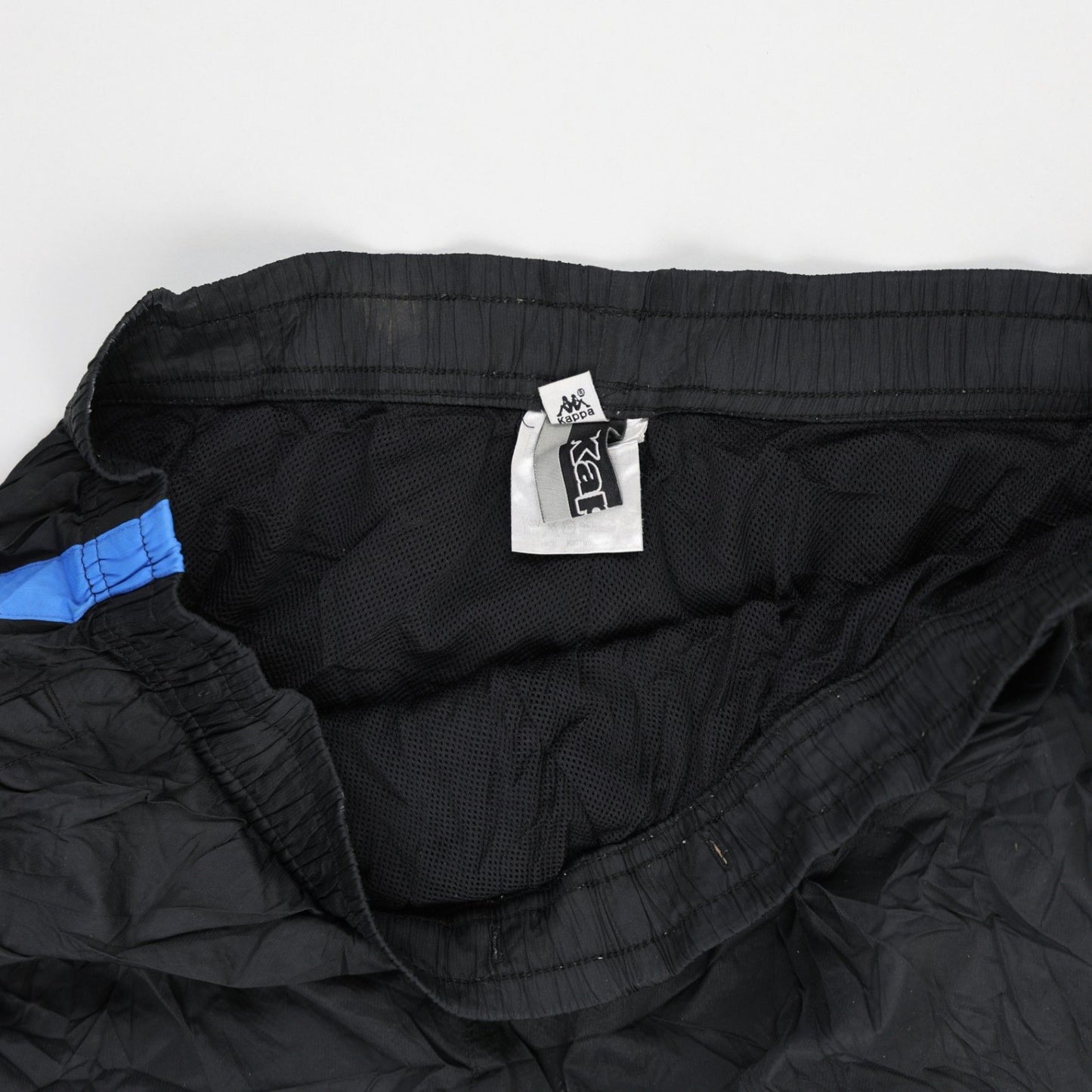 Kappa Vintage Black Blue Track Bottoms Men's Size L Polyester 77 cm Inseam 38 cm Waist