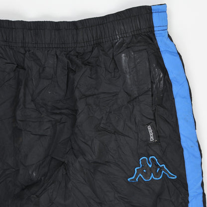 Kappa Vintage Black Blue Track Bottoms Men's Size L Polyester 77 cm Inseam 38 cm Waist