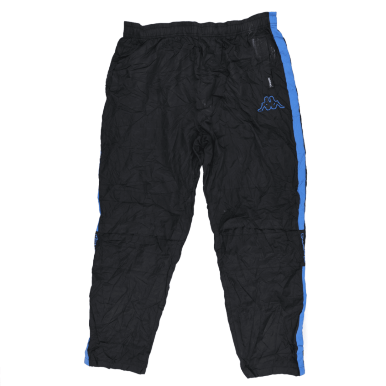 Kappa Vintage Black Blue Track Bottoms Men's Size L Polyester 77 cm Inseam 38 cm Waist