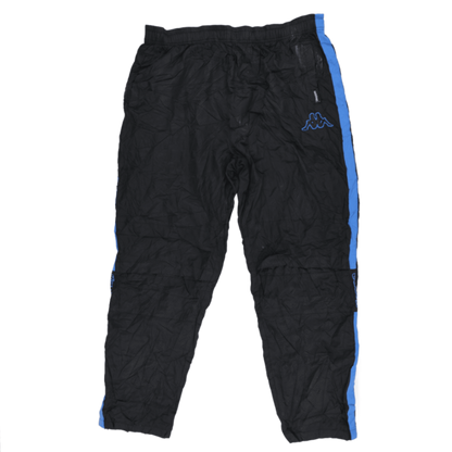 Kappa Vintage Black Blue Track Bottoms Men's Size L Polyester 77 cm Inseam 38 cm Waist