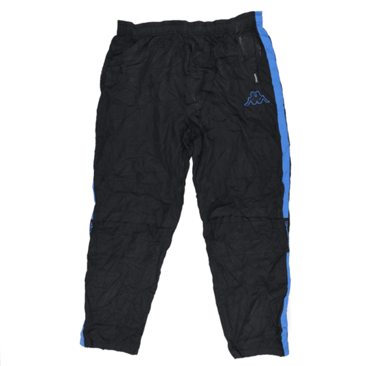 Kappa Vintage Black Blue Track Bottoms Men's Size L Polyester 77 cm Inseam 38 cm Waist