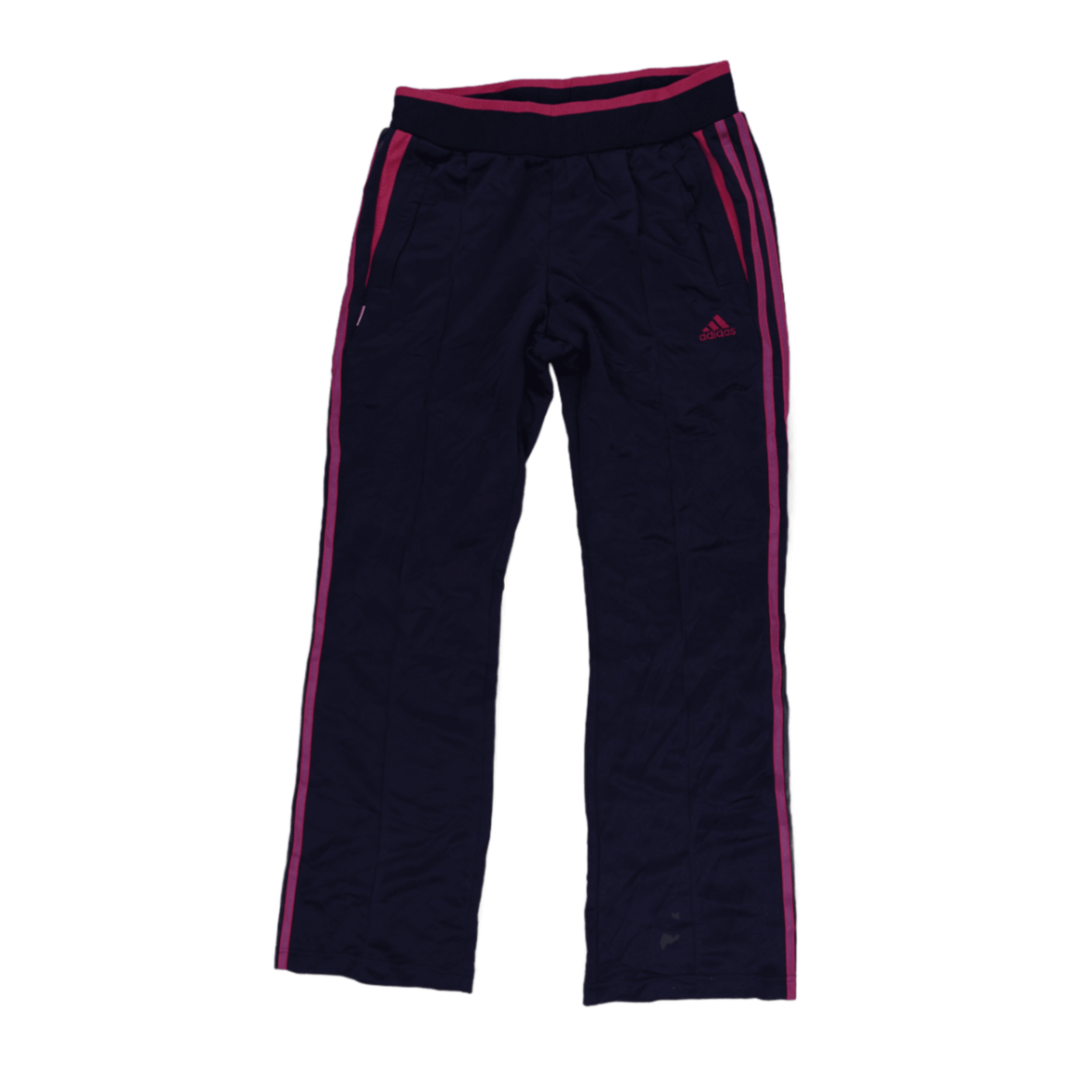adidas ClimaLite Navy Blue Pink Stripe Track Trousers Size Small Polyester