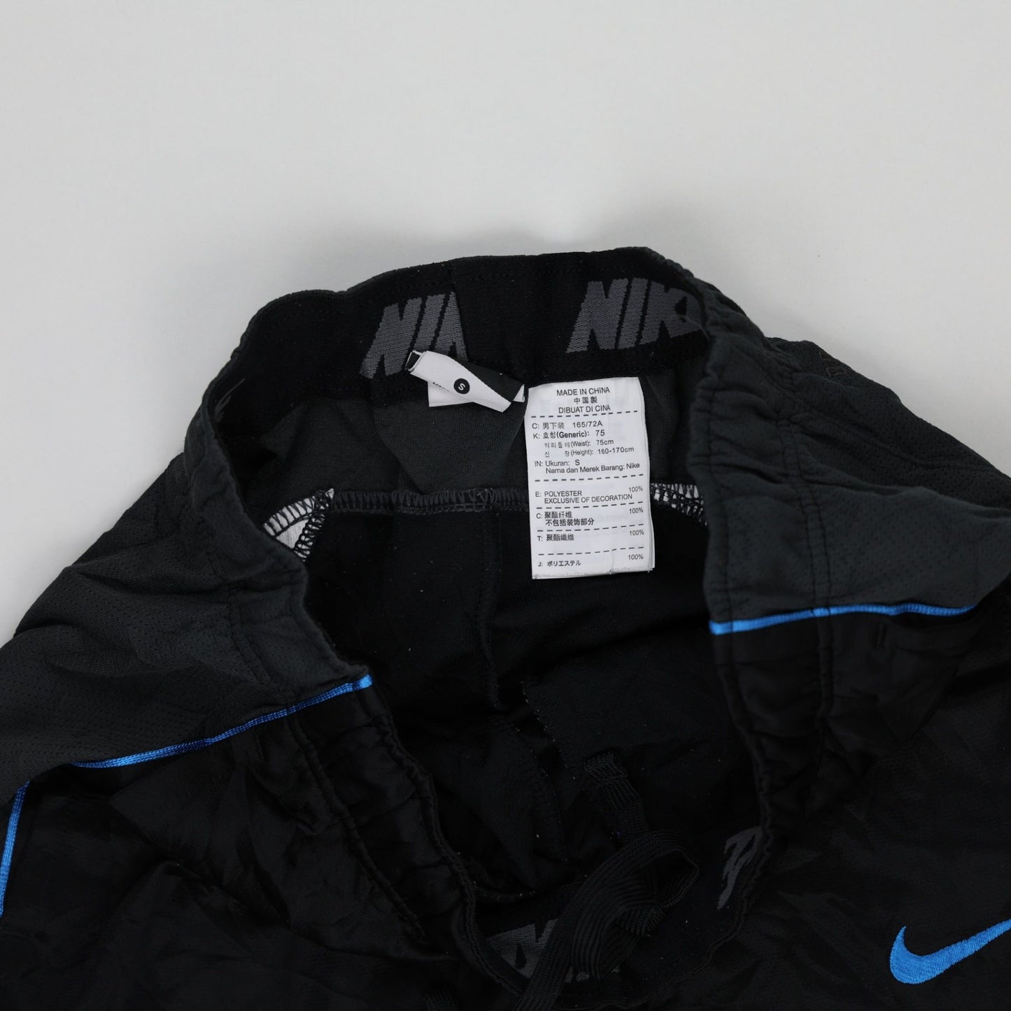 Nike Track Trousers Black Blue Size M Polyester