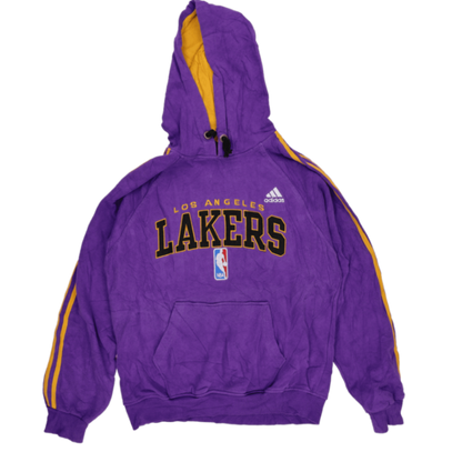 adidas Vintage Purple Pullover Hoodie Unisex Large Cotton NBA Los Angeles Lakers