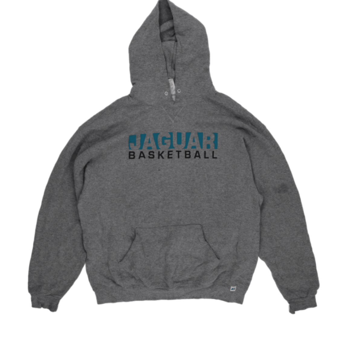 Russell Athletic Vintage Jaguar Basketball Grey Hoodie XL Cotton Blend