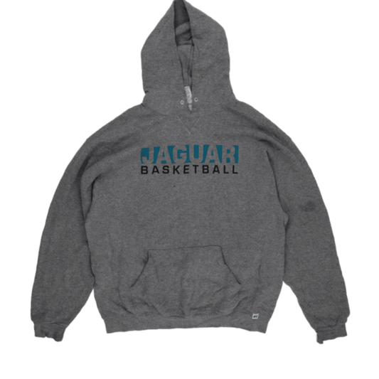 Russell Athletic Vintage Jaguar Basketball Grey Hoodie XL Cotton Blend