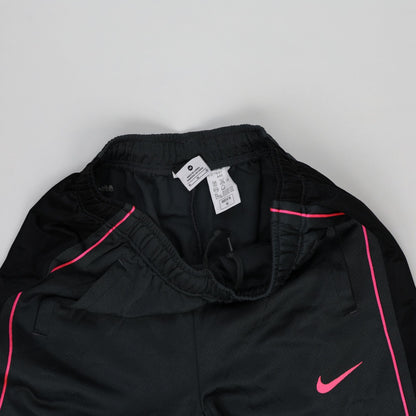 Nike Men's Black Tracksuit Bottoms with Pink Detailing Size Medium Polyester