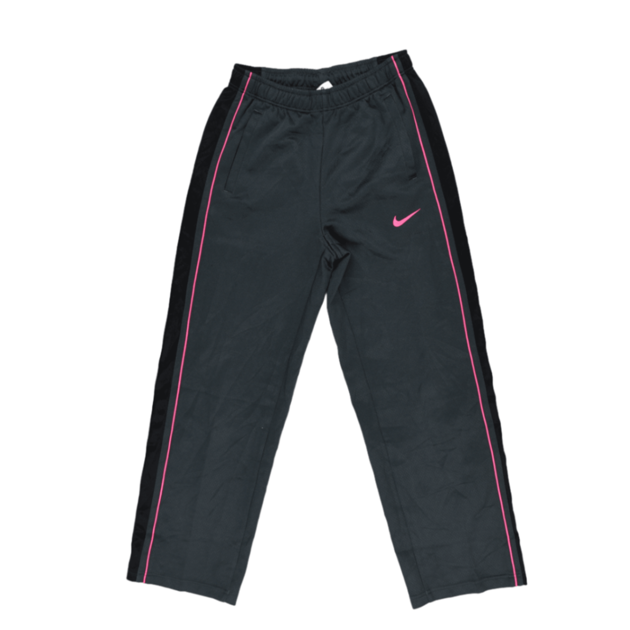 Nike Men's Black Tracksuit Bottoms with Pink Detailing Size Medium Polyester