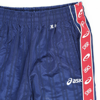ASICS Vintage Blue Track Pants Unisex Size M 32 Inch Waist 75 cm Inseam Polyester