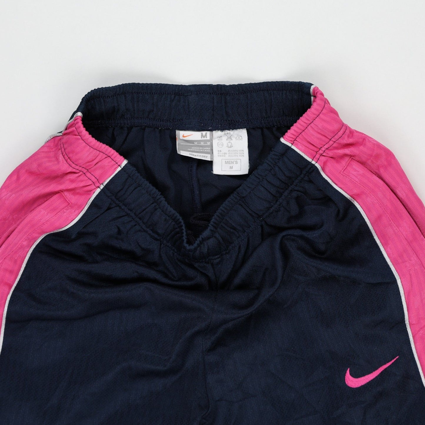 Nike Vintage Track Trousers Navy Pink Medium 75 cm Inseam 38 cm Waist Polyester
