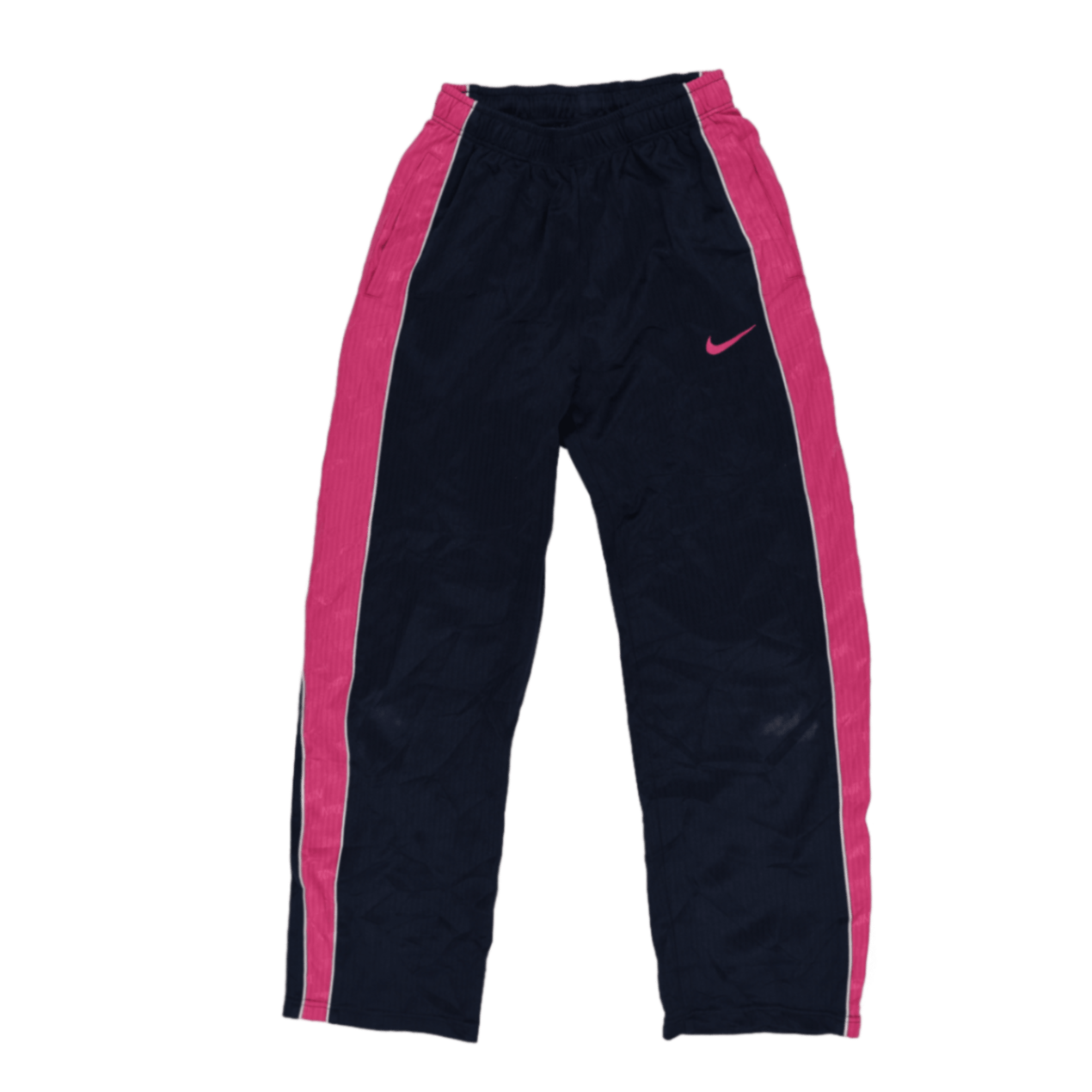 Nike Vintage Track Trousers Navy Pink Medium 75 cm Inseam 38 cm Waist Polyester