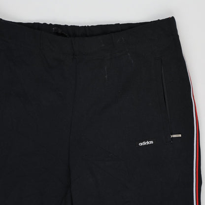 Adidas Men's Black Track Pants Medium Polyester 76 Inseam Red White Stripe