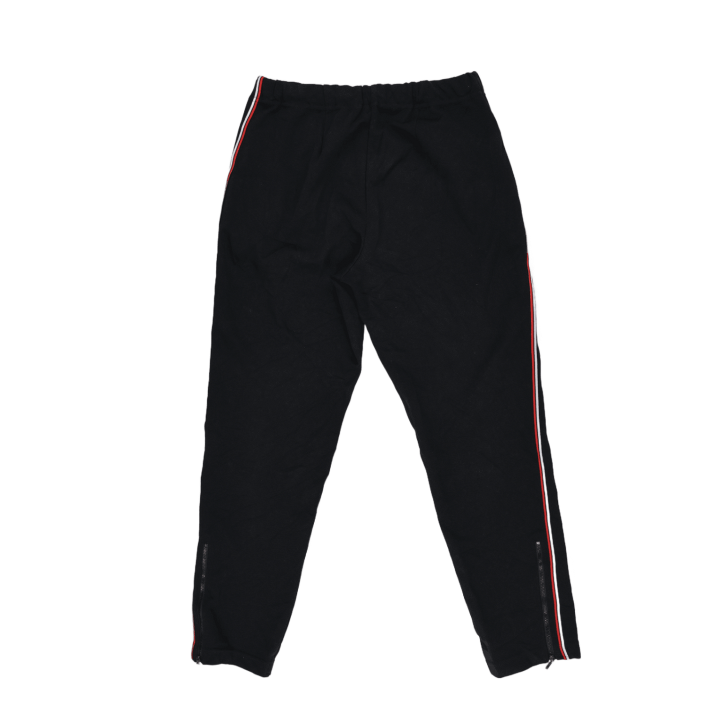 Adidas Men's Black Track Pants Medium Polyester 76 Inseam Red White Stripe