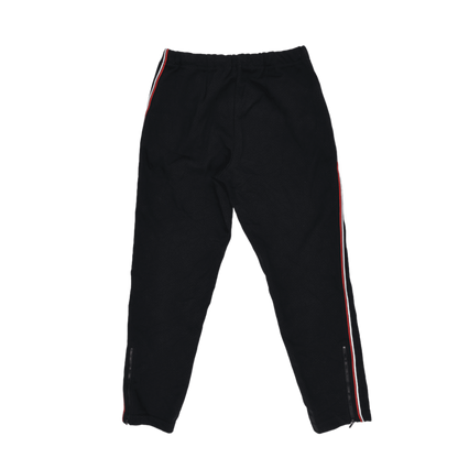 Adidas Men's Black Track Pants Medium Polyester 76 Inseam Red White Stripe