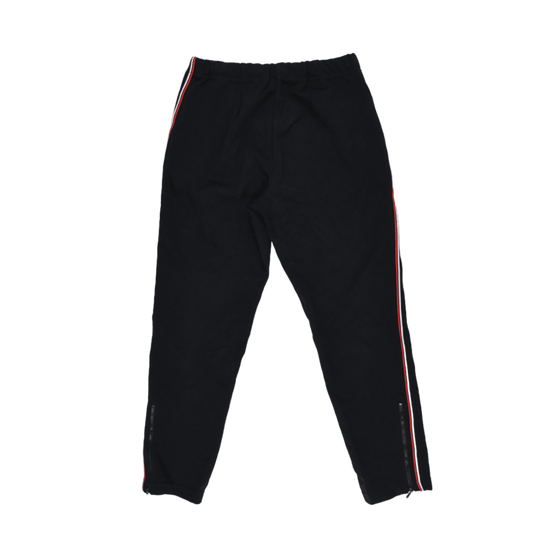 Adidas Men's Black Track Pants Medium Polyester 76 Inseam Red White Stripe