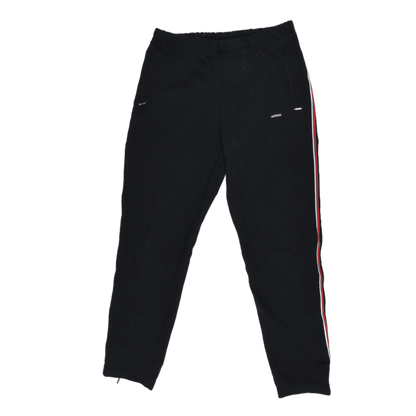 Adidas Men's Black Track Pants Medium Polyester 76 Inseam Red White Stripe
