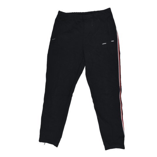 Adidas Men's Black Track Pants Medium Polyester 76 Inseam Red White Stripe