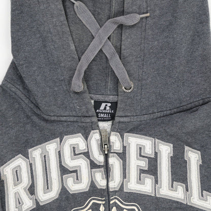 Russell Athletic Charcoal Grey Full Zip Hoodie Unisex Small Cotton Blend Vintage