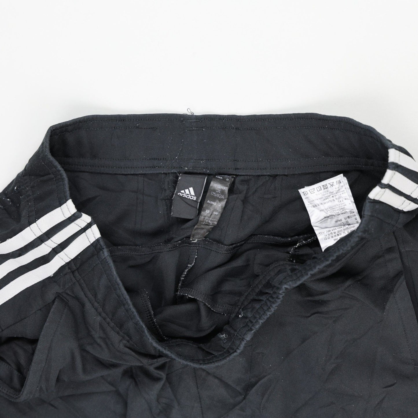 adidas Black Three Stripe Track Pants Large 76 cm Inseam Polyester Mens Clothing