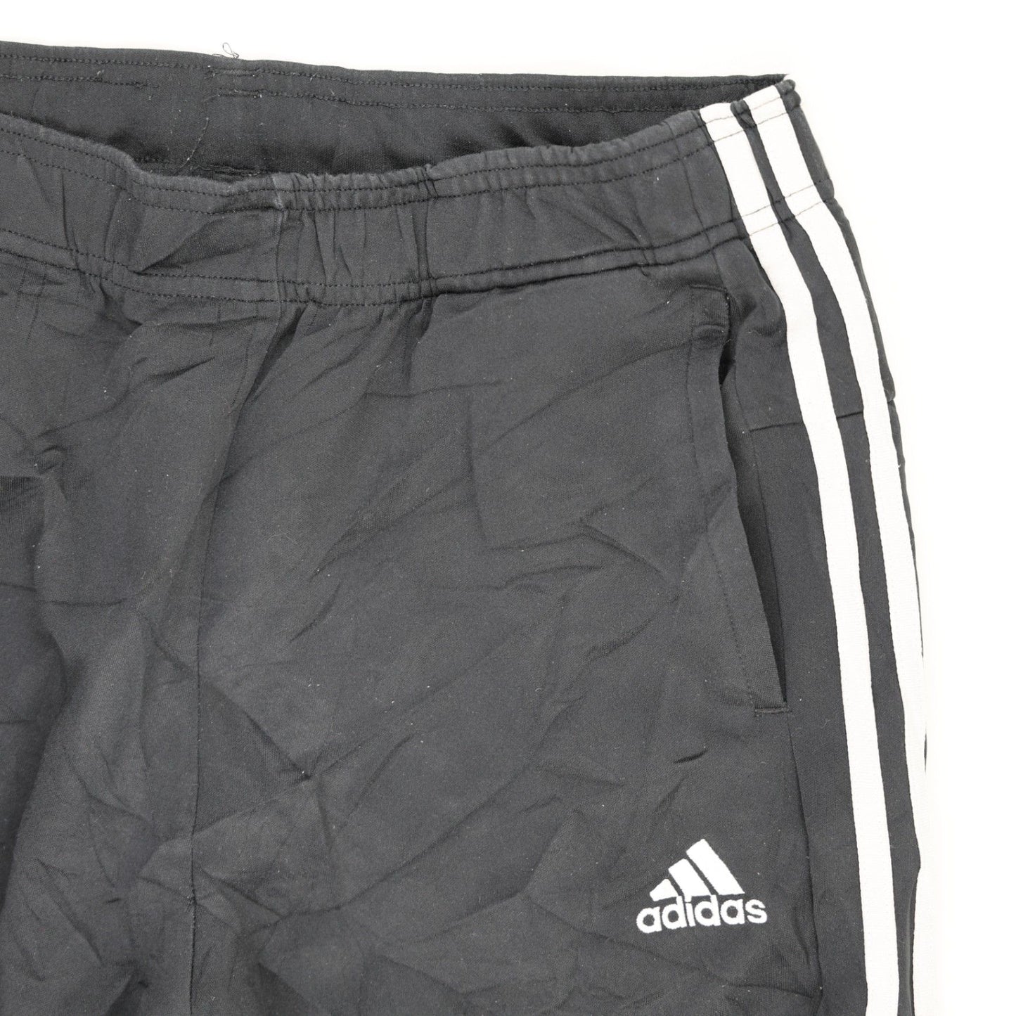 adidas Black Three Stripe Track Pants Large 76 cm Inseam Polyester Mens Clothing