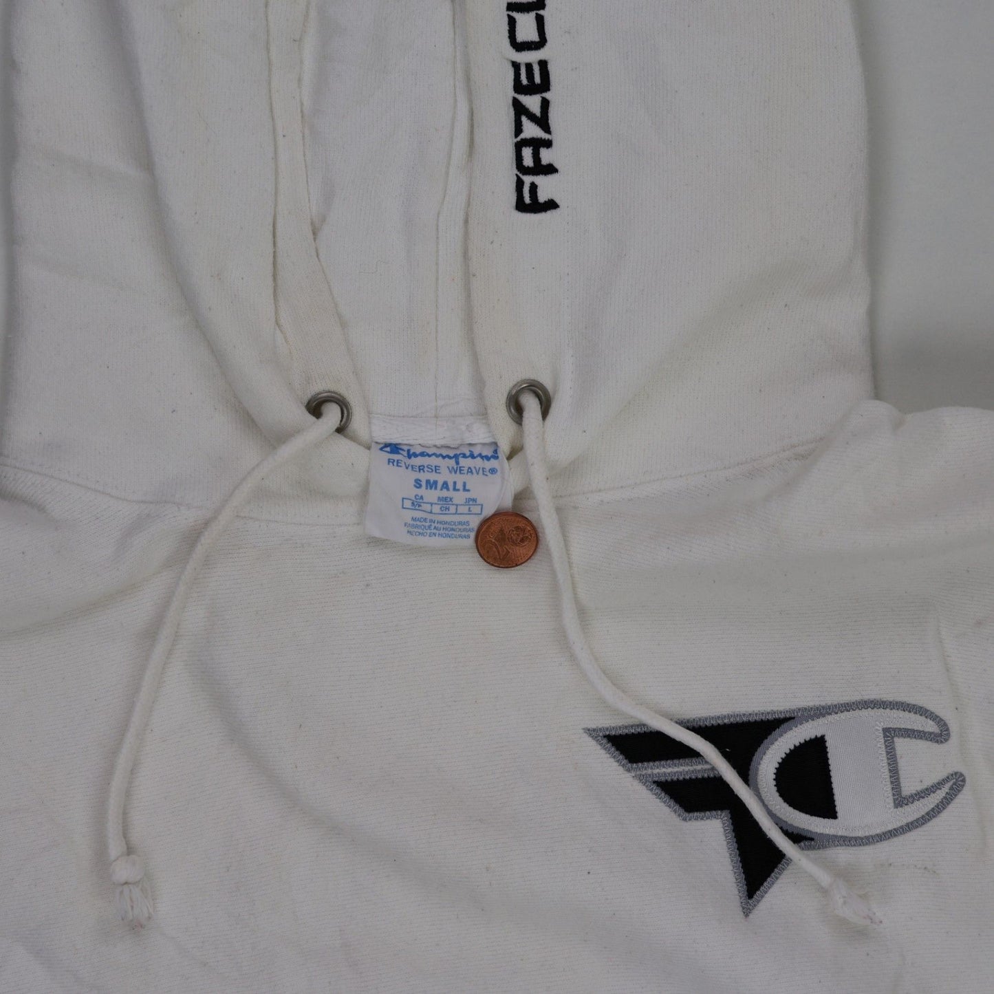 Champion FaZe Clan White Pullover Hoodie Unisex Small Cotton Blend