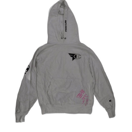 Champion FaZe Clan White Pullover Hoodie Unisex Small Cotton Blend