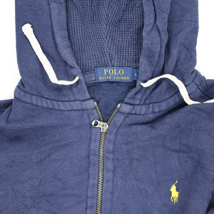 Polo Ralph Lauren Navy Blue Full Zip Hoodie Large Cotton Blend Casual Hoodie