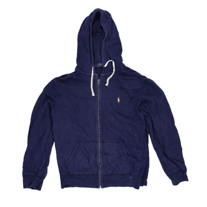 Polo Ralph Lauren Navy Blue Full Zip Hoodie Large Cotton Blend Casual Hoodie