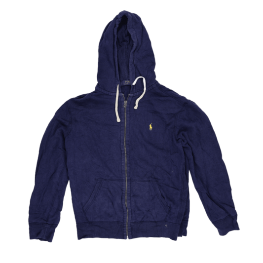 Polo Ralph Lauren Navy Blue Full Zip Hoodie Large Cotton Blend Casual Hoodie