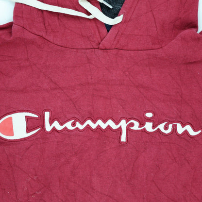 Champion Burgundy Pullover Hoodie Large Vintage Cotton Mens