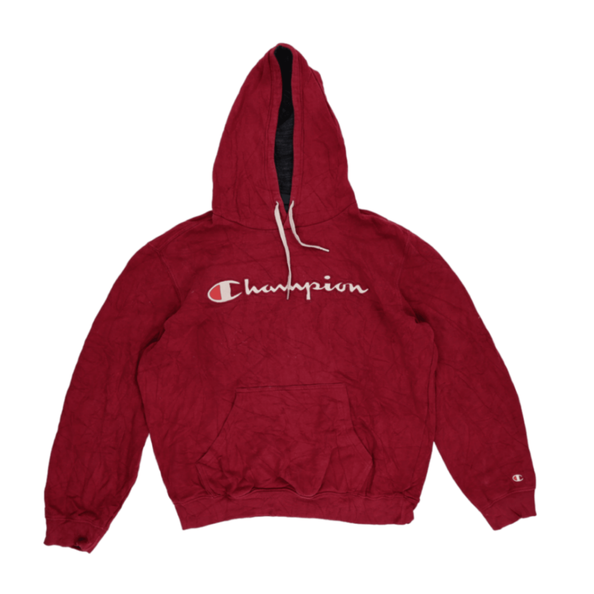 Champion Burgundy Pullover Hoodie Large Vintage Cotton Mens