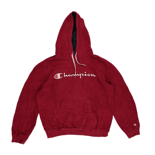 Champion Burgundy Pullover Hoodie Large Vintage Cotton Mens