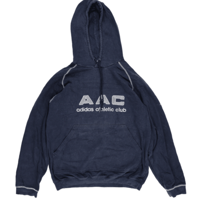 Adidas Vintage Athletic Club Navy Blue Pullover Hoodie Unisex Size M Cotton Blend