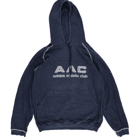 Adidas Vintage Athletic Club Navy Blue Pullover Hoodie Unisex Size M Cotton Blend