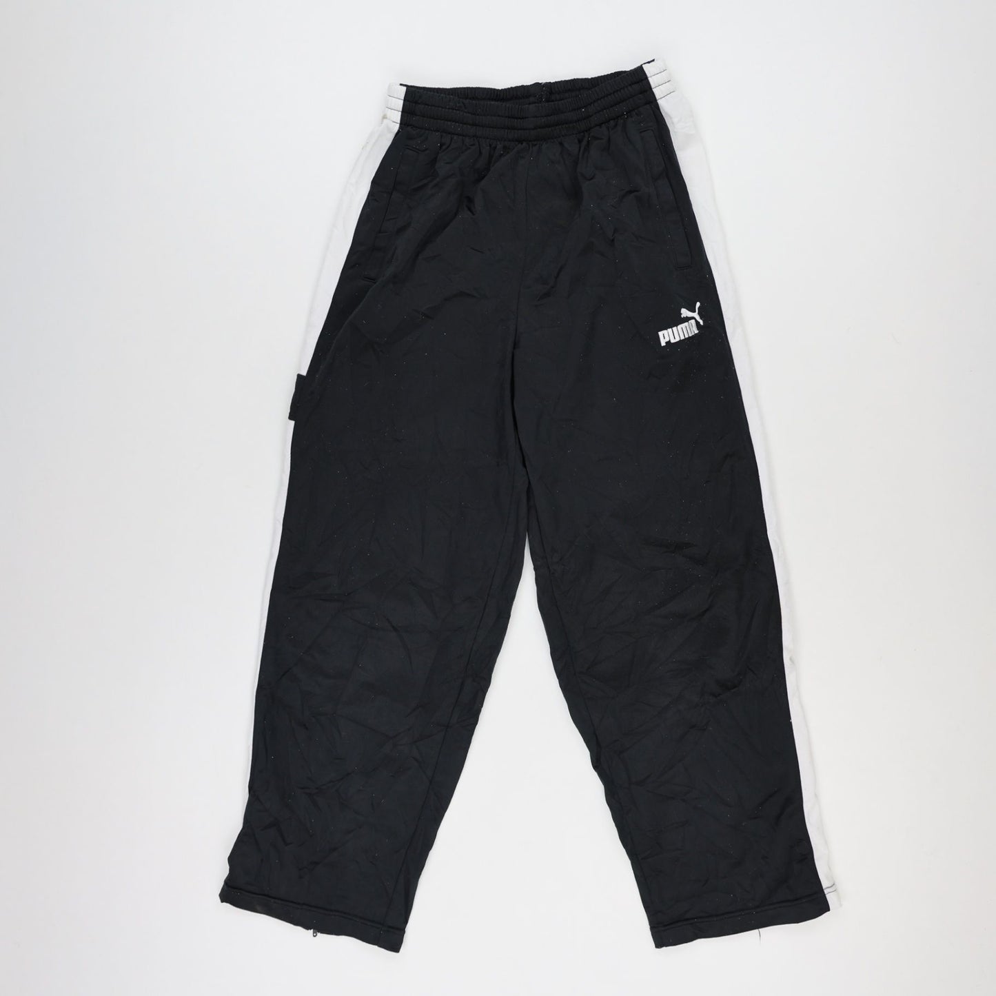 PUMA Vintage Black White Track Trousers Men Size Medium 32in Waist 76cm Inseam Nylon