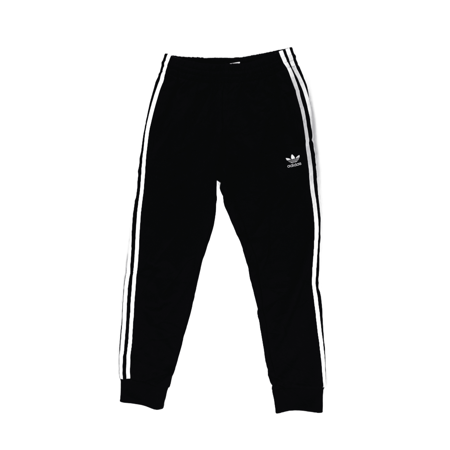 Adidas Originals Black Trefoil Three Stripe Track Pants Size Small 75 cm Inseam 76 cm Waist Polyester