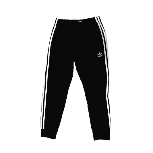 Adidas Originals Black Trefoil Three Stripe Track Pants Size Small 75 cm Inseam 76 cm Waist Polyester