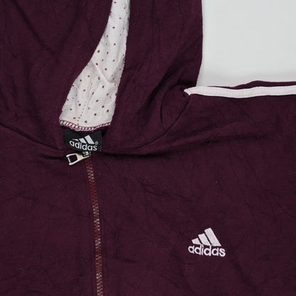 adidas Burgundy Full Zip Hoodie Men's Medium Cotton Blend Vintage