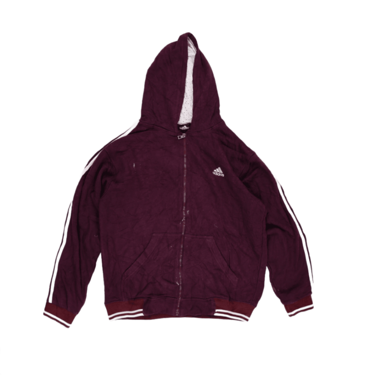 adidas Burgundy Full Zip Hoodie Men's Medium Cotton Blend Vintage