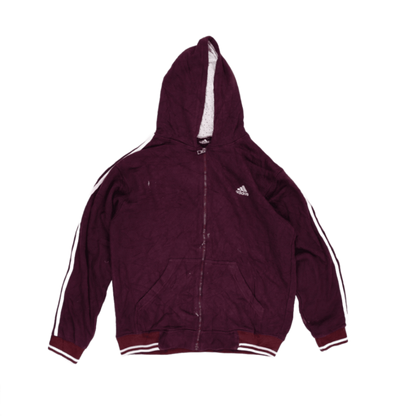 adidas Burgundy Full Zip Hoodie Men's Medium Cotton Blend Vintage