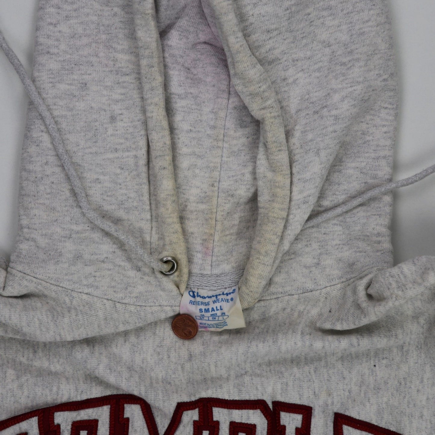 Champion Vintage Temple University Pullover Hoodie Grey Small Cotton Blend