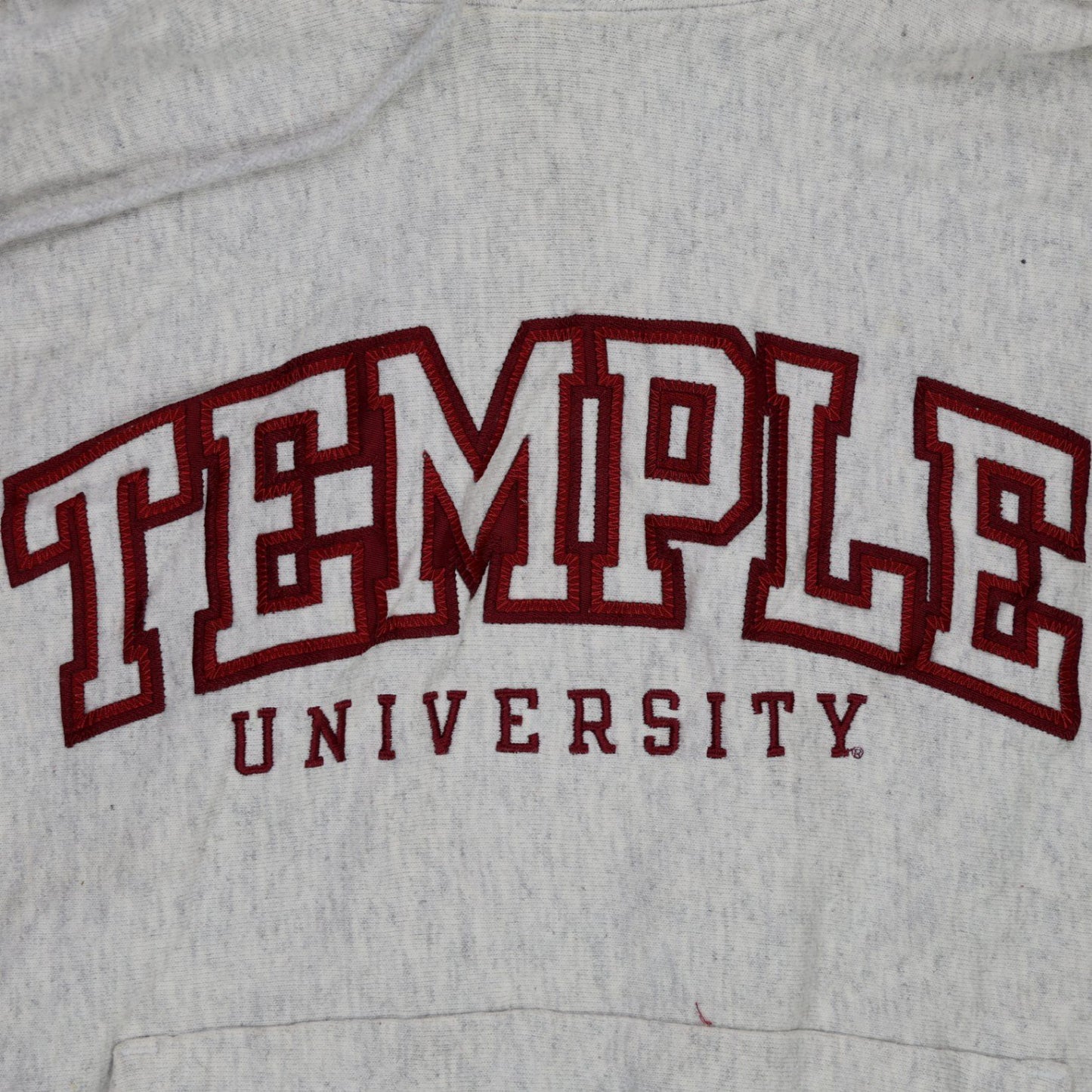 Champion Vintage Temple University Pullover Hoodie Grey Small Cotton Blend