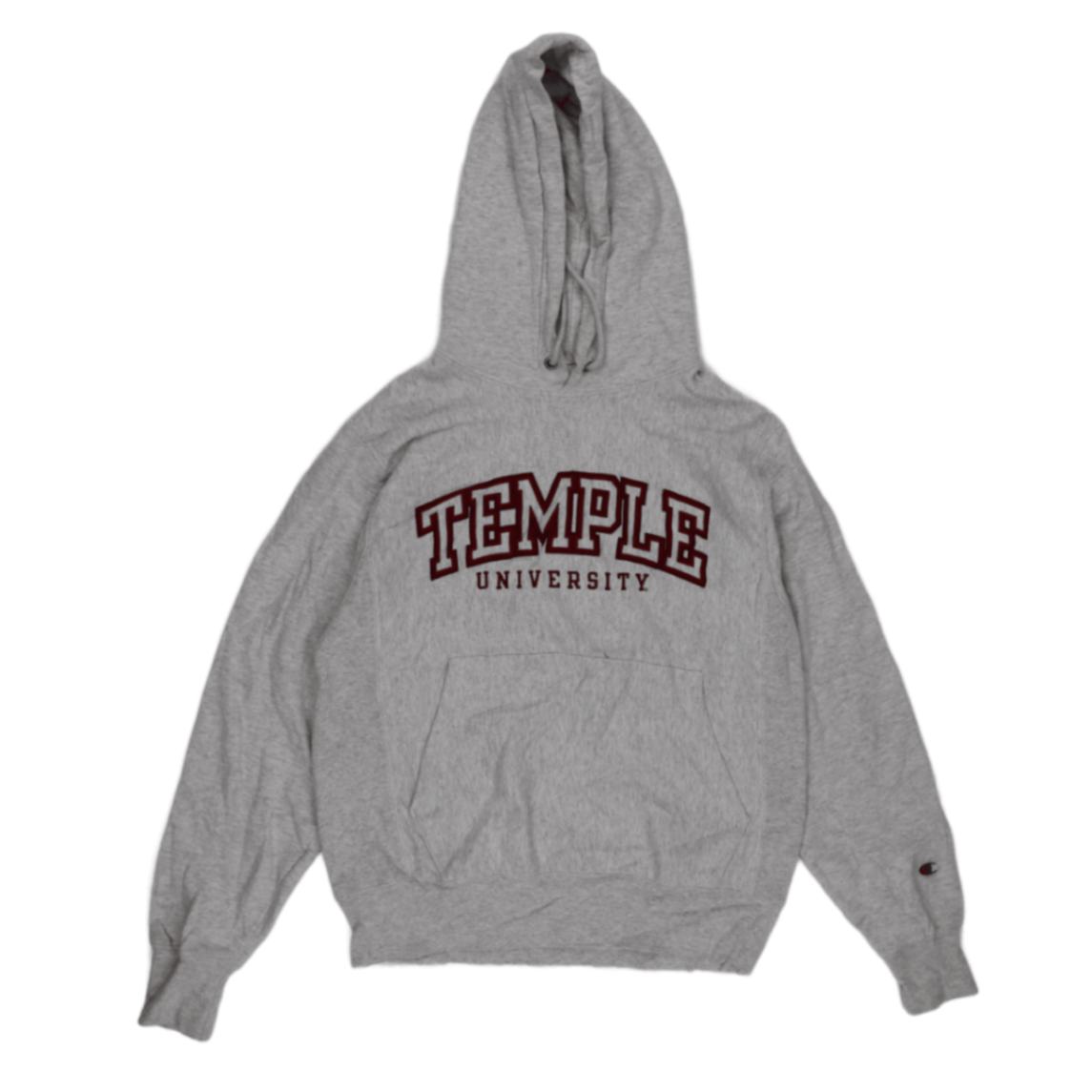 Champion Vintage Temple University Pullover Hoodie Grey Small Cotton Blend