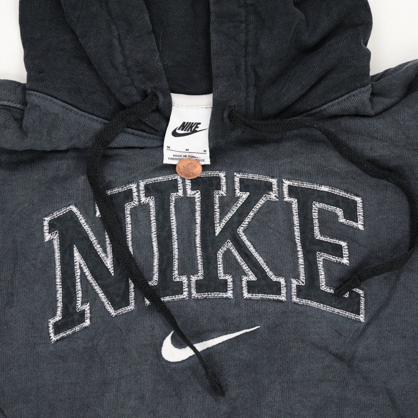 Nike Vintage Black Pullover Hoodie Men Medium Cotton Hooded