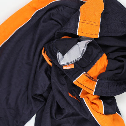 PUMA Navy Orange Track Pants Medium Polyester Vintage Mens Trousers 79 cm Inseam 40 cm Waist