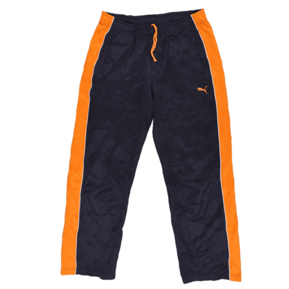 PUMA Navy Orange Track Pants Medium Polyester Vintage Mens Trousers 79 cm Inseam 40 cm Waist