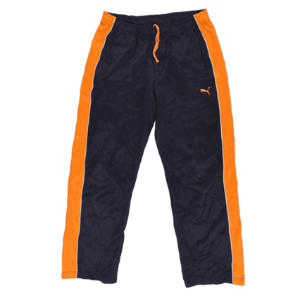 PUMA Navy Orange Track Pants Medium Polyester Vintage Mens Trousers 79 cm Inseam 40 cm Waist
