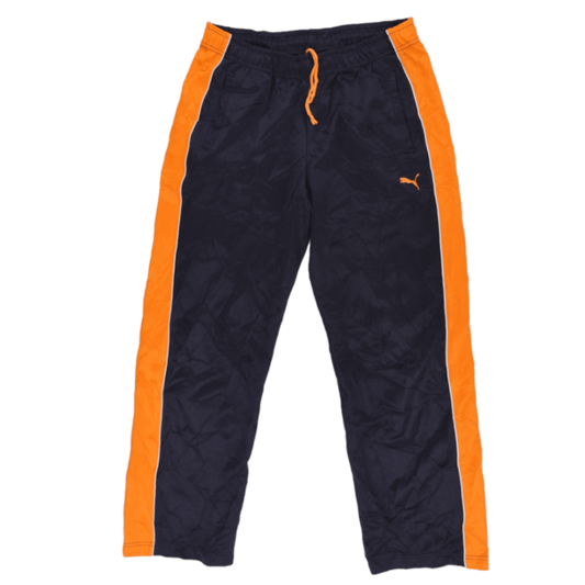 PUMA Navy Orange Track Pants Medium Polyester Vintage Mens Trousers 79 cm Inseam 40 cm Waist
