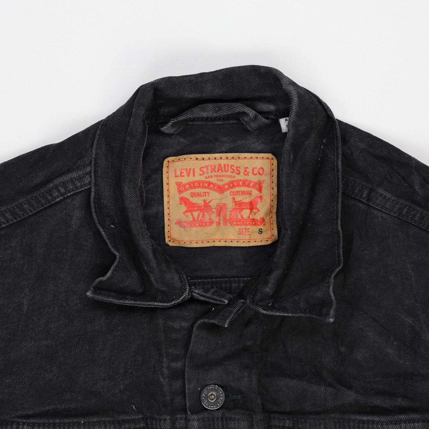Levi's Black Denim Jacket Small Cotton Vintage Men's Clothing