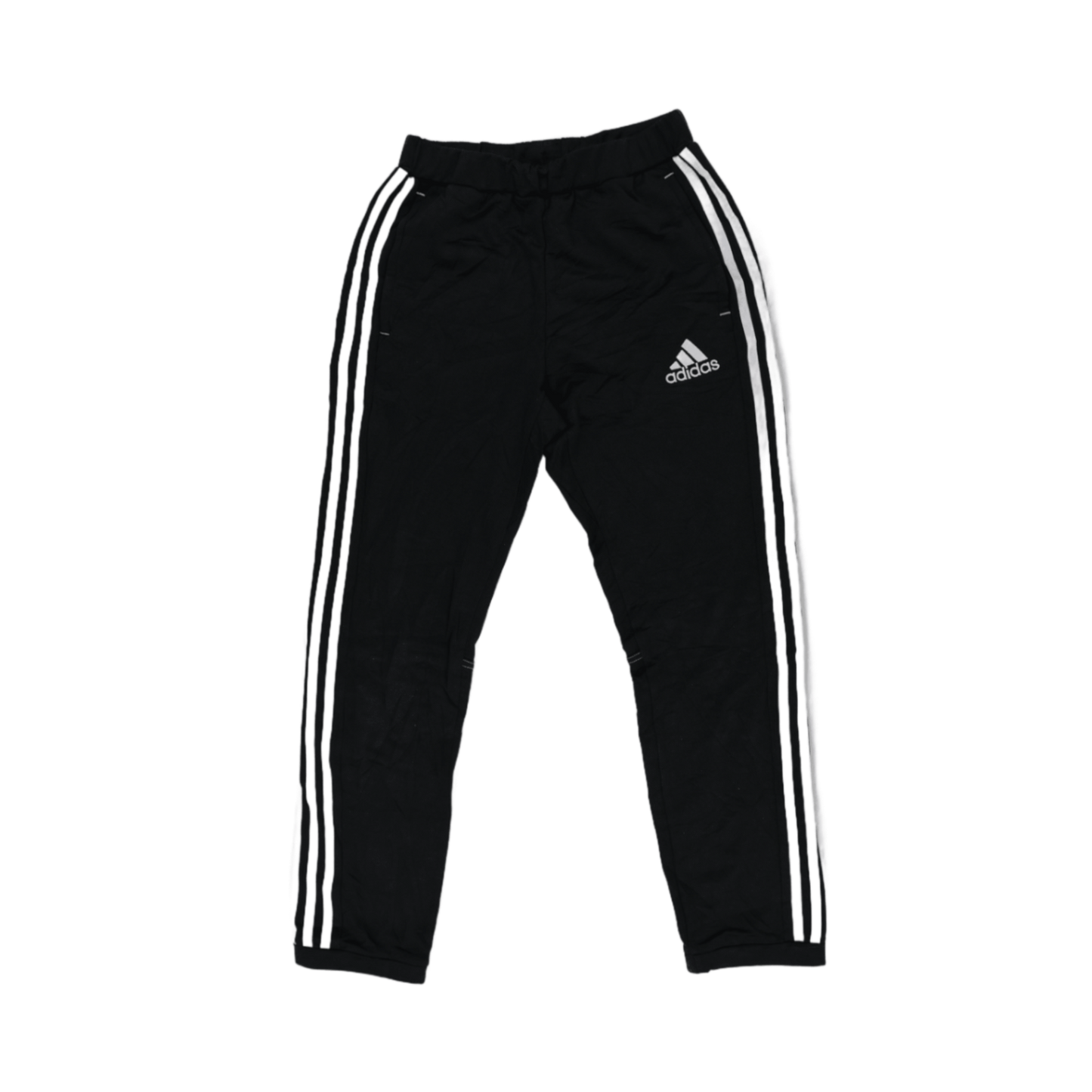 adidas Black Three Stripe Track Pants Men's Medium 76 cm Inseam 80 cm Waist Polyester